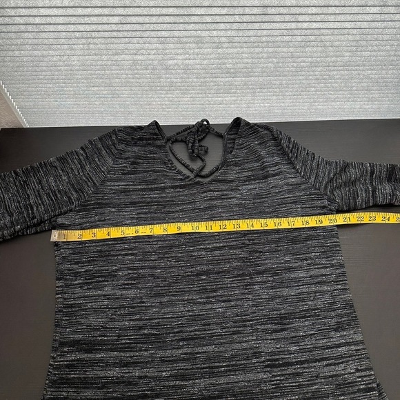 Ann Taylor LOFT Gray Space Dye V-Neck Bell Sleeve Casual Tunic Top Size Large - Picture 8 of 9